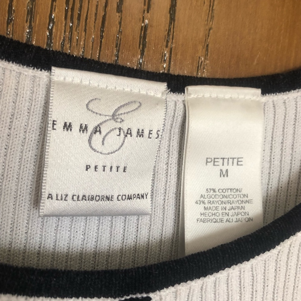 Petite Emma James Sleeveless Top White/Black - Picture 3 of 3